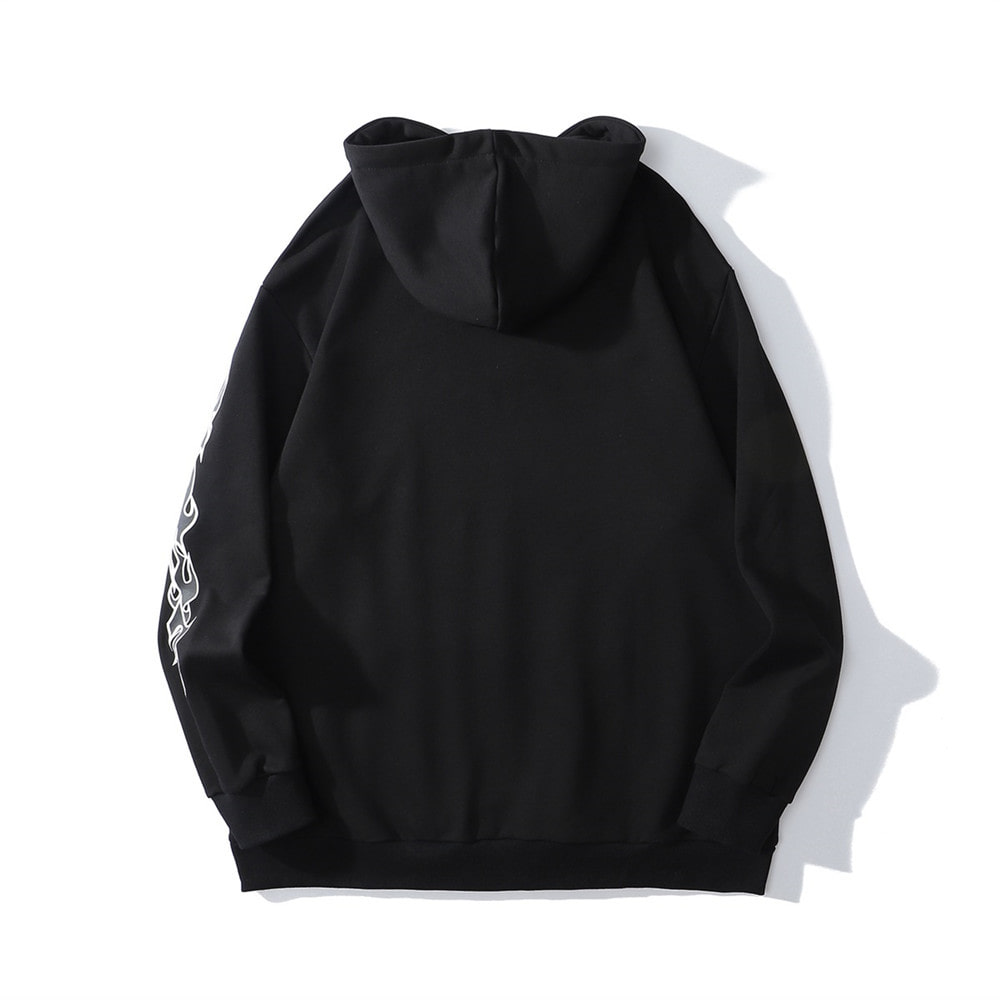 파이어 다크 블랙 후드 티셔츠Fire dark black hooded T(TIDE-3432)