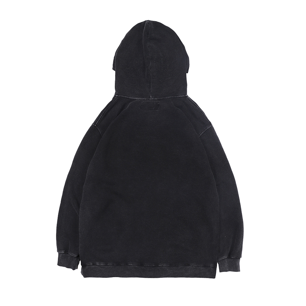 워싱 블랙 포켓 후드 티셔츠Washed black pocket hooded T(IND-L51)