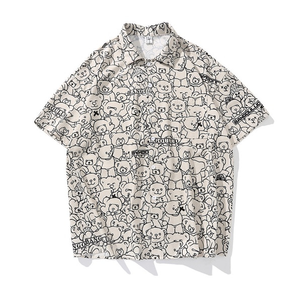 BANG 베어 풀 프린트 반팔 셔츠BANG Bear Full Print Short Sleeve Shirt(881)
