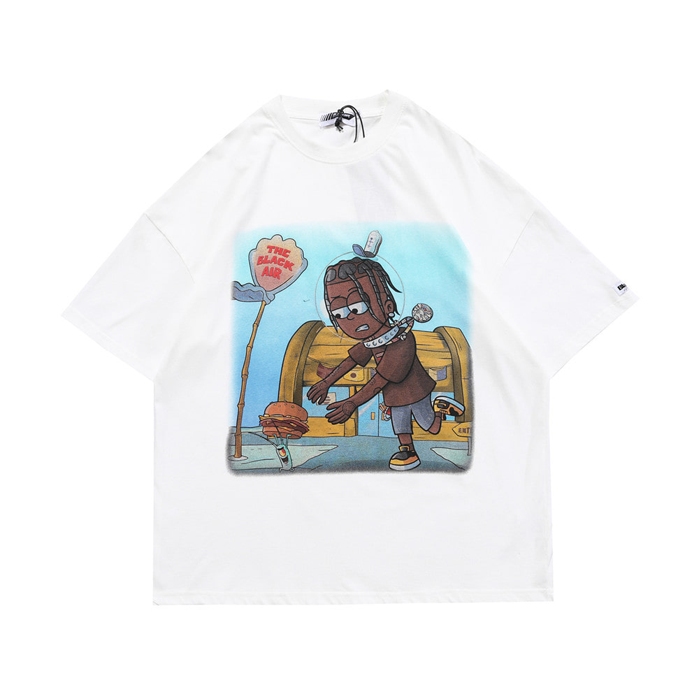 [당일발송 원사이즈]플랭크톤 힙합 라운드 티셔츠Plankton hip-hop round T-shirt(A7608)