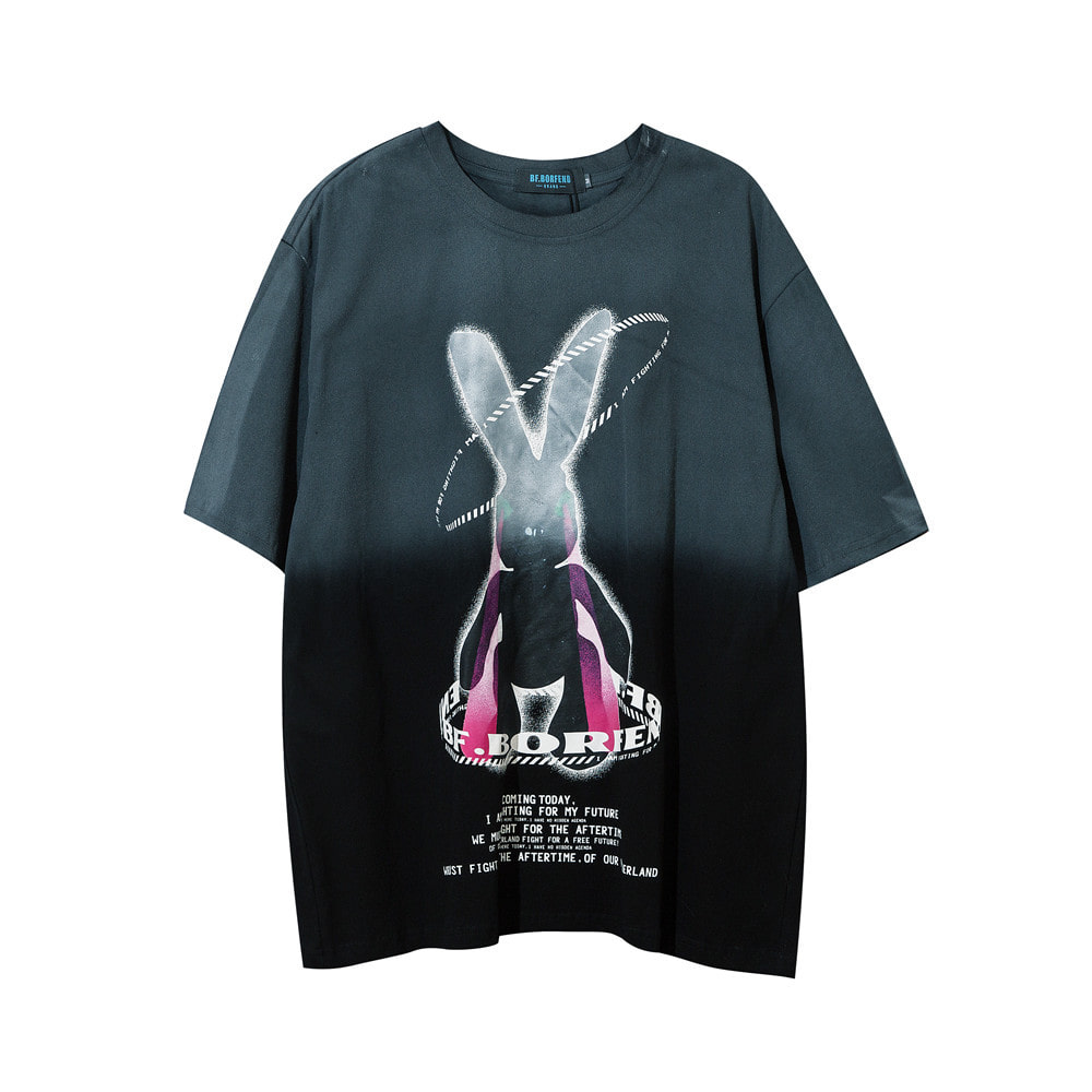 그라디언트 래빗 루즈 티셔츠gradient rabbit rouge T(BO-2166)
