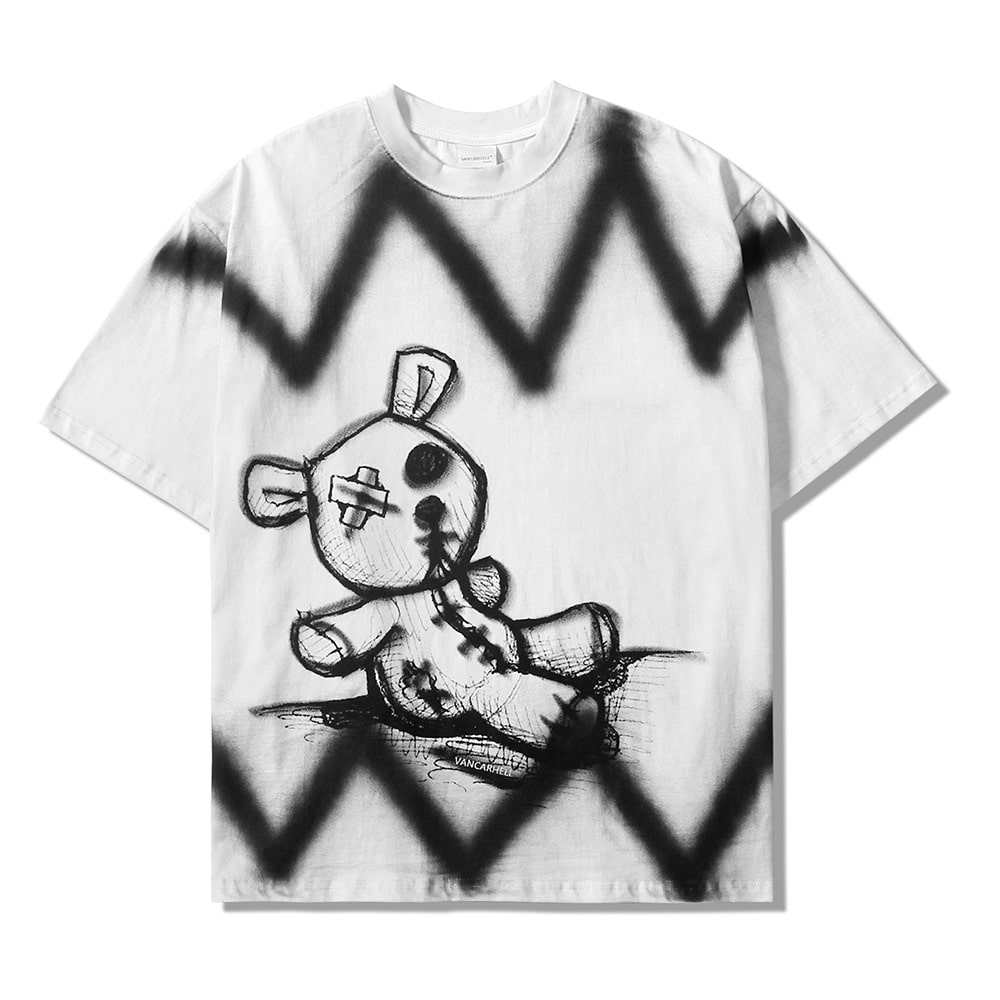 3컬러 두들 베어 티셔츠3 Color Doodle Bear T-shirt(VAN-6803)