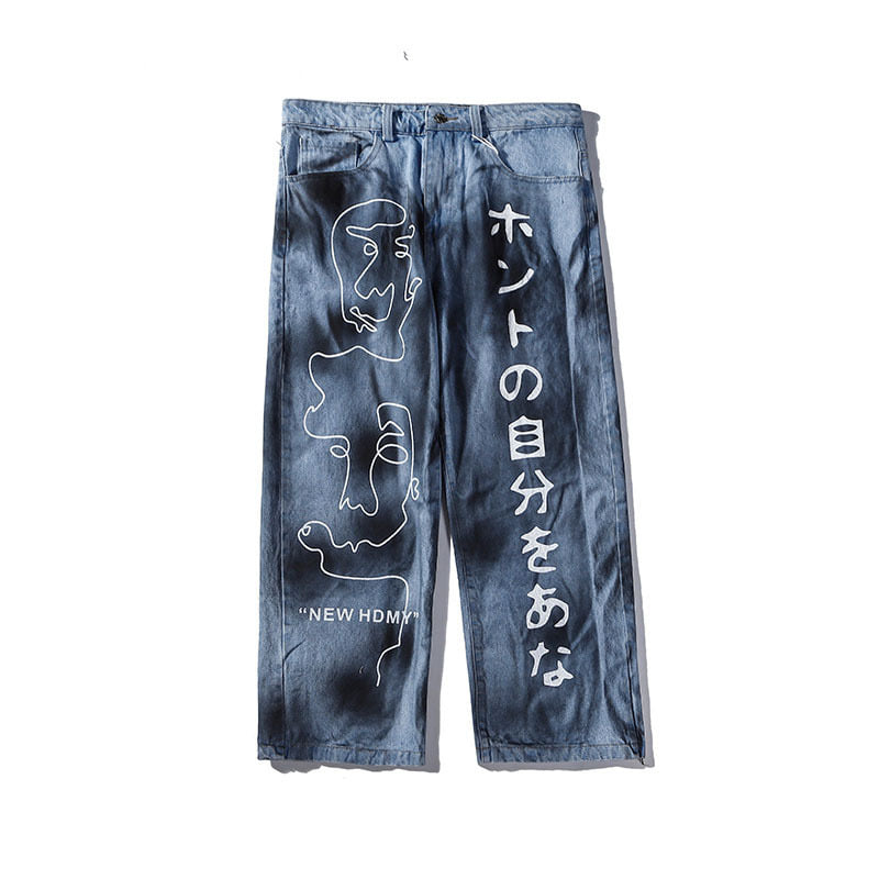 심플 다크드로잉 데님 청바지Simple dark-drawing denim jeans(B068)