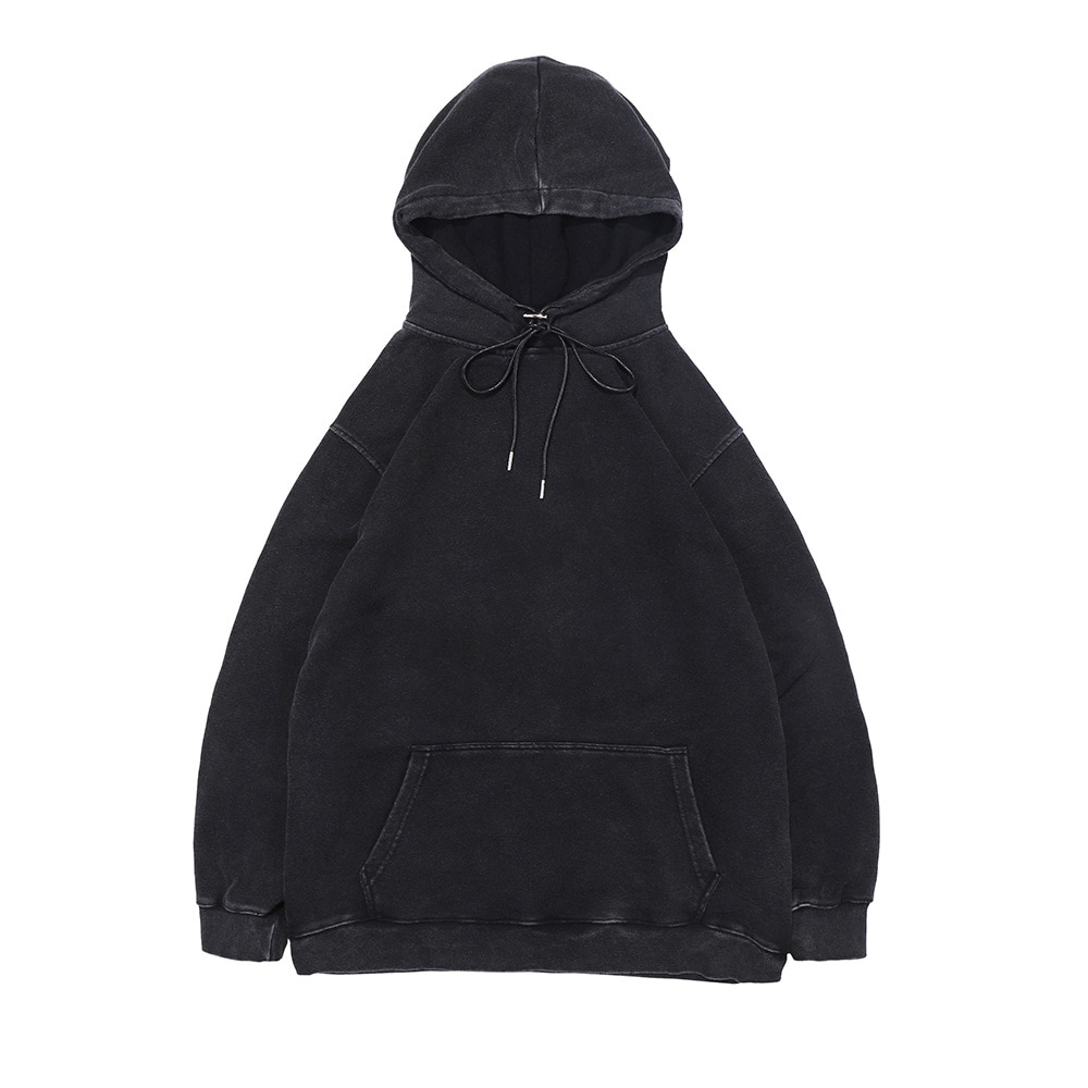 워싱 블랙 포켓 후드 티셔츠Washed black pocket hooded T(IND-L51)
