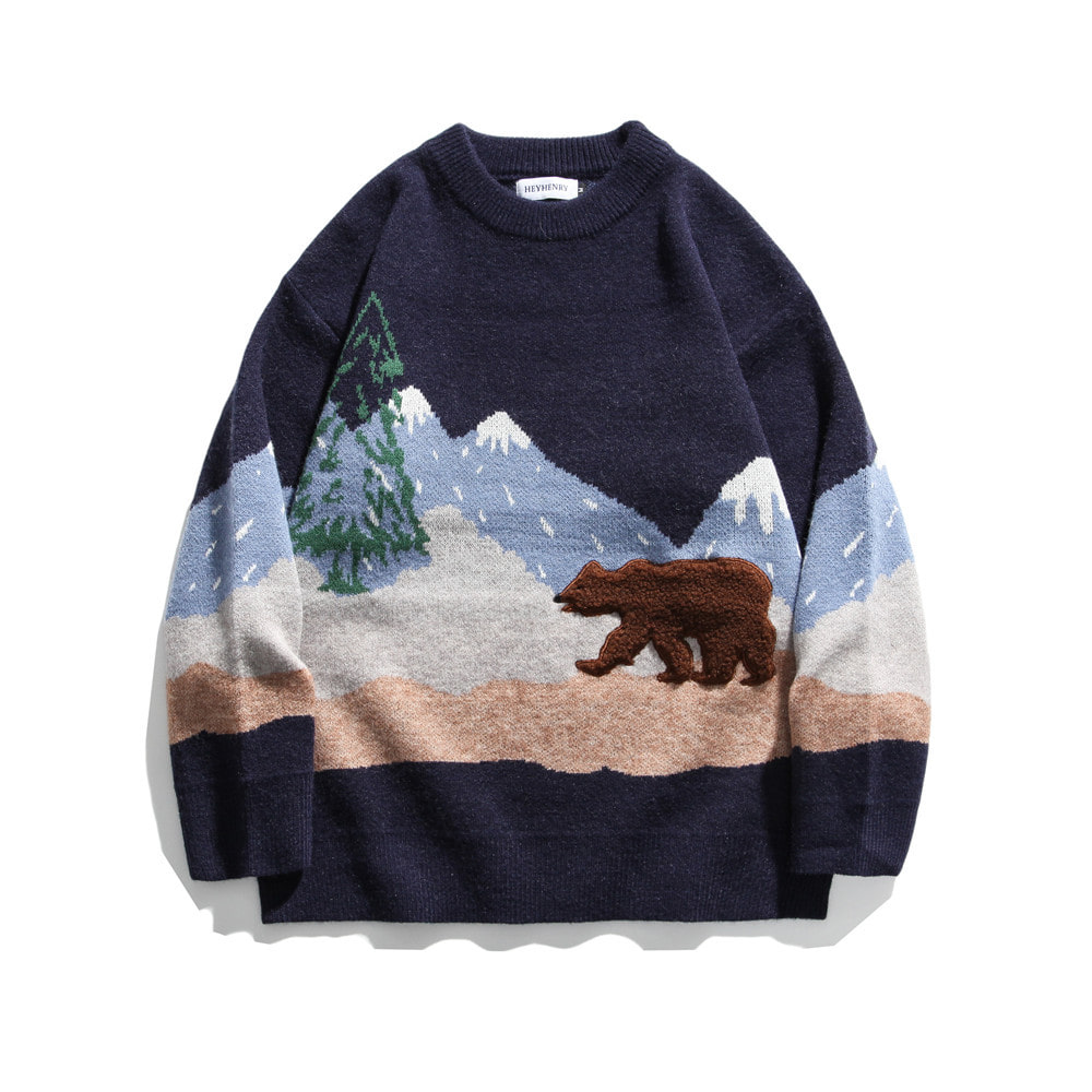 스노우 베어 자카드 니트 스웨터Snow Bear Jacquard Knit Sweater(HEY-0522)